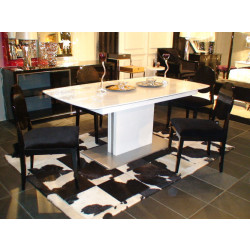 A&X Centro Modern White Crocodile Dining Table