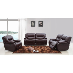 Divani Casa E9023 Modern Brown Italian Leather Sofa Set w/ Electronic Recliners