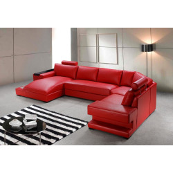 Divani Casa Orion - Modern Bonded Leather Sectional Sofa With Light
