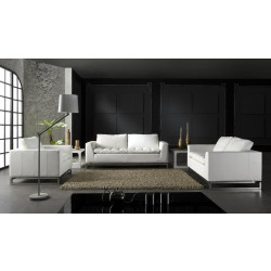 Manhattan Modern White Leather Loveseat
