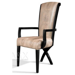 A&X Transitional X Leg Crocodile Leatherette Dining Arm Chair