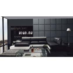 YIL T66 Ultra Modern Black With White Leather Sectional Sofa 