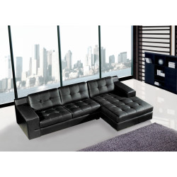 Divani Casa Jade Modern Black Leather Sectional Sofa