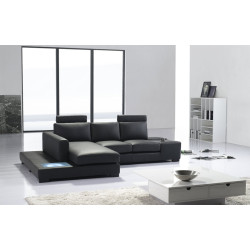 Divani Casa T35 Mini - Modern Leather Sectional Sofa with Light