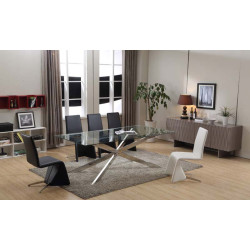 Modrest Xavier Modern Large Clear Glass Rectangular Dining Table