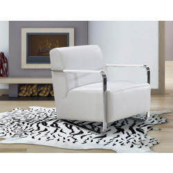 Divani Casa Bison - Modern White Leather Lounge Chair