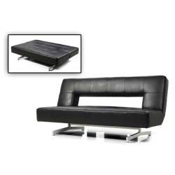 Divani Casa Wilshire - Modern Fold-Out Black Leatherette Sofa Bed
