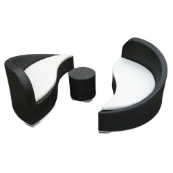 Renava Moon - Modern Rounded Patio Chaise Set & Ottoman