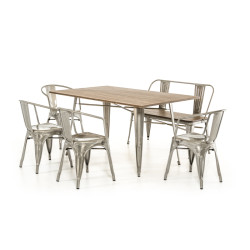 Modrest Ford Modern Steel & Wood Dining Table