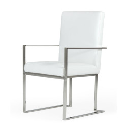 Modrest Fowler - Modern White Eco-Leather Dining Armchair