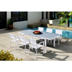 Renava Tybee Outdoor White Extendable Dining Table Set