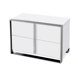Nova Domus Francois - Modern White & Stainless Steel Nightstand