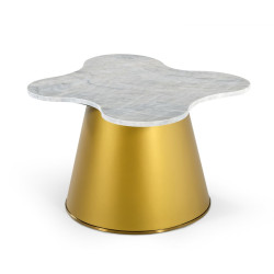 Modrest Gabbro - Glam White Marble and Gold End Table