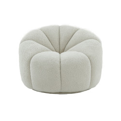 Divani Casa Gadson - Contemporary White Sherpa Swivel Accent Chair