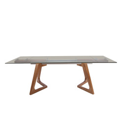 Modrest Ruthie Modern Smoked Glass & Walnut Extendable Dining Table