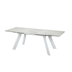 Modrest Decker Modern Extendable Ceramic & White Dining Table