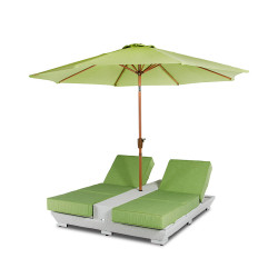 Renava Gemini - Two Lounge Chair Built-in Base and Umbrella Patio Set