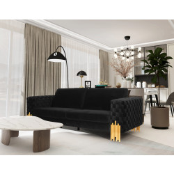 Divani Casa Georgia- Modern Velvet Glam Black + Gold Sofa