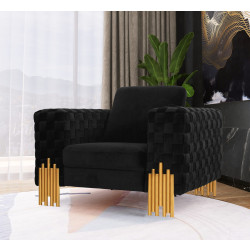 Divani Casa Georgia- Modern Velvet Glam Black + Gold Chair