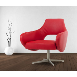 Divani Casa Geranium Modern Red Eco-Leather Lounge Chair