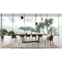Modrest Gilroy - Modern Walnut and Black Dining Table