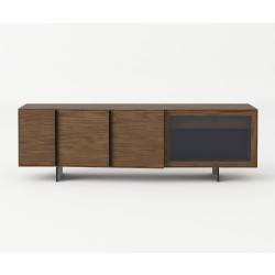 Modrest Glencoe - Modern Walnut & Grey Glass Buffet