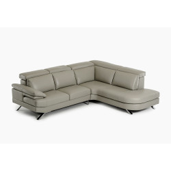 Estro Salotti Glenda - Italian Modern Grey Leather Right Facing Sectional Sofa