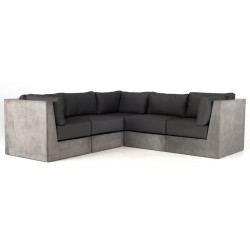 Modrest Indigo - Contemporary Grey Concrete + Dark Grey Fabric Sectional Sofa