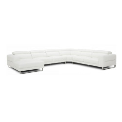 Divani Casa Hawkey - Contemporary White Full Leather U Shaped Left Facing Sectional Sofa