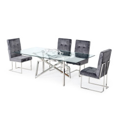 Modrest Hawkins Modern Glass & Stainless Steel Dining Table