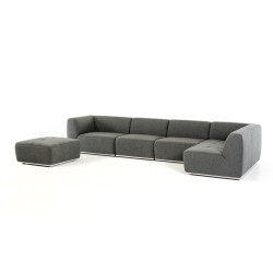 Divani Casa Hawthorn - Modern Grey Fabric Modular Right Facing Sectional Sofa + Ottoman