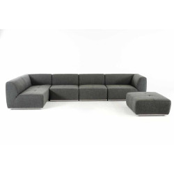 Divani Casa Hawthorn - Modern Grey Fabric Modular Left Facing Chaise Sectional Sofa + Ottoman