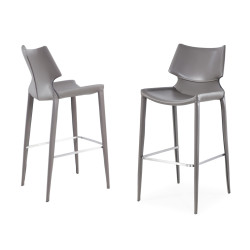 Modrest Hayes Modern Grey Eco-Leather Bar Stool (Set of 2)