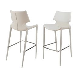Modrest Hayes Modern White Eco-Leather Bar Stool (Set of 2)