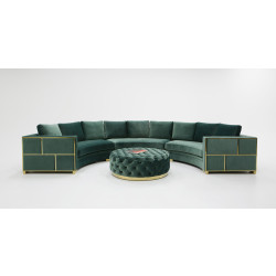 Divani Casa - Ritner Modern Green Velvet Curved Sectional Sofa