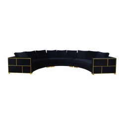 Divani Casa - Ritner Modern Black Velvet Curved Sectional Sofa