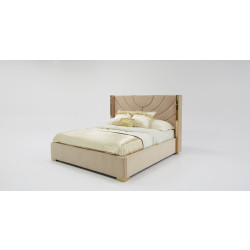 Divani Casa Visalia Modern Beige Velvet & Gold Eastern King Bed