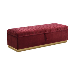 Divani Casa Reyes Modern Red Velvet Bench w/ Storage
