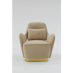 Divani Casa Visalia Modern Beige Velvet & Gold Accent Chair