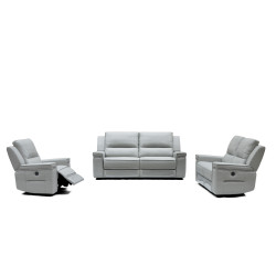Divani Casa Hearst Modern Grey Leatherette Sofa Set w/ Recliners