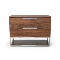 Modrest Heloise - Contemporary Walnut & Stainless Steel Nightstand