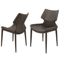 Modrest Helwig Contemporary Grey Eco-Leather Dining Chair (Set of 2)