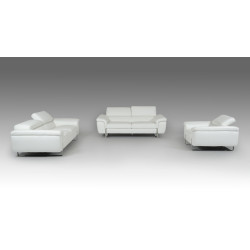 David Ferarri Highline Italian Modern White Top Grain Leather Sofa Set