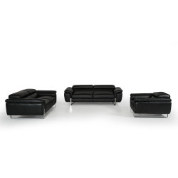 David Ferrari Highline Italian Modern Black Leather Sofa Set