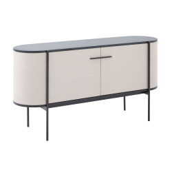 Modrest Hobart - Modern Beige Fabric & Black Metal Buffet