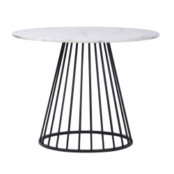 Modrest Holly - Modern Round White and Black Dining Table