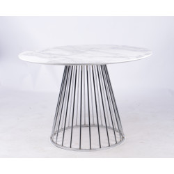 Modrest Holly - Modern White and Silver Round Dining Table