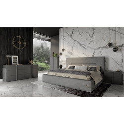 Coronelli Collezioni Hollywood - Eastern King Italian Contemporary Grey Leather Bed
