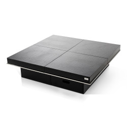A&X Horizon - Modern Crocodile Black Coffee Table with Pull Out Squares
