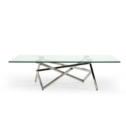 Modrest Hawkins Modern Glass & Stainless Steel Coffee Table